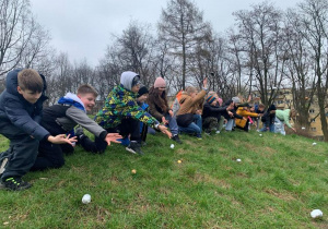 zielona trawa białe jajka